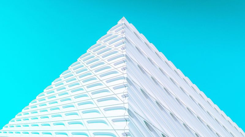 building, facade, architecture, corner, white, minimalism, symmetry, 4k