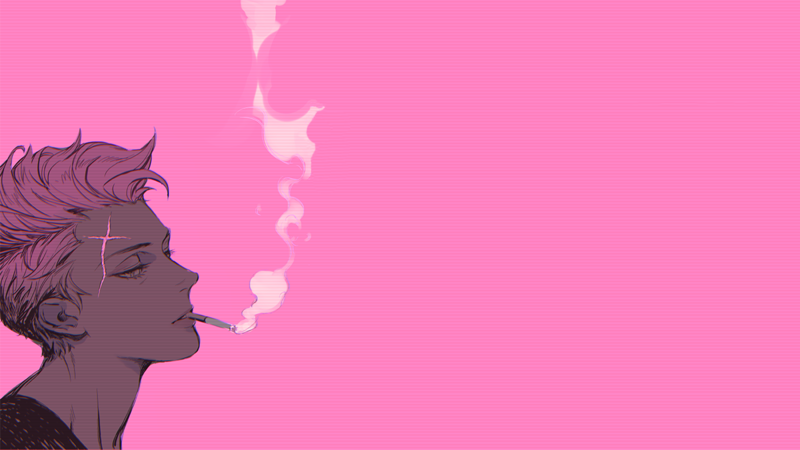 Overwatch, Aleksandra Zaryanova, simple background, smoking, scars