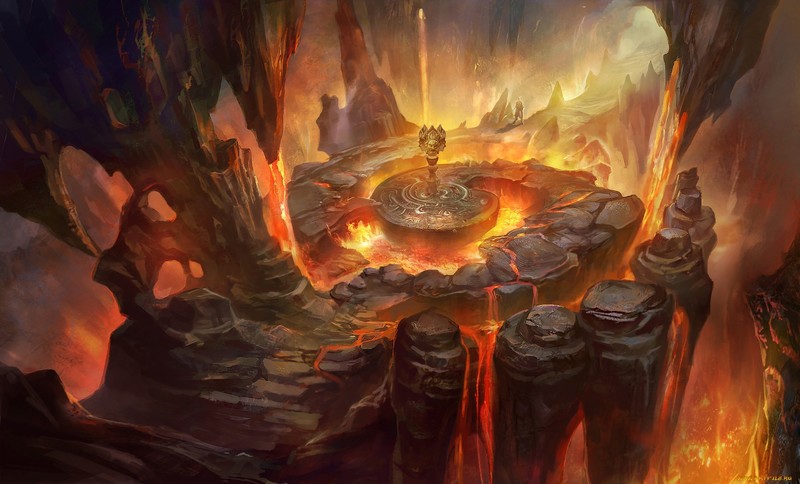 artwork, fantasy art, fire, lava