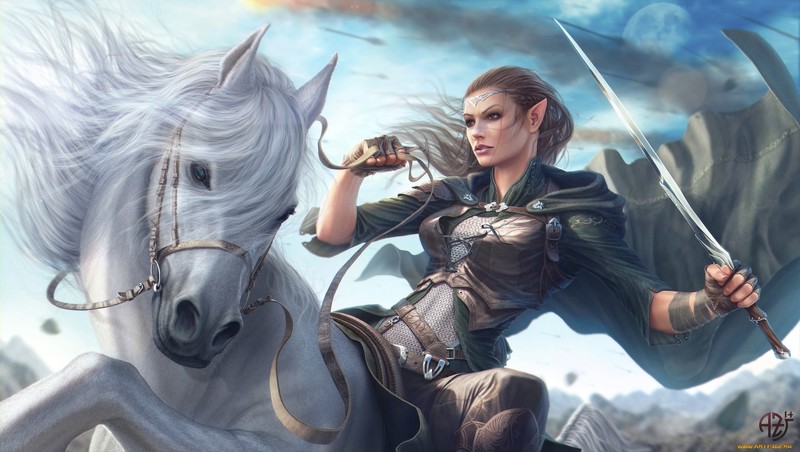 fantasy girl, fantasy art, horse, warrior, women, animals