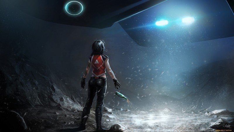 artwork, science fiction, futuristic, bottles, spaceship