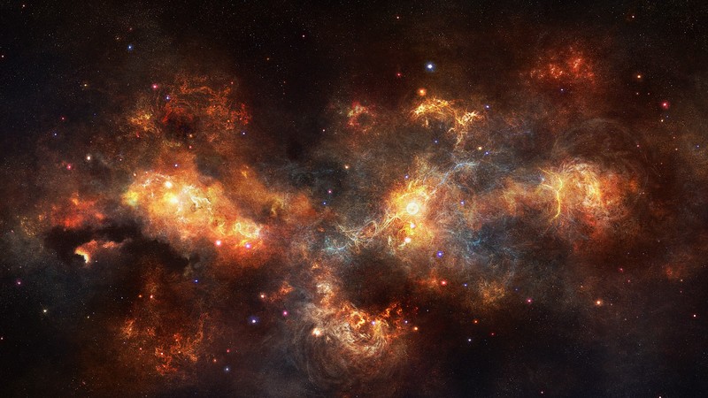 space, 3D, stars, digital art, colorful