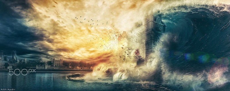 apocalyptic, London, digital art, 500px, Mehdi Mostefaï