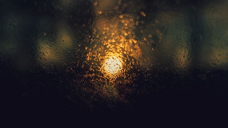 blur, light, bokeh, drops, wet, glass, 4k