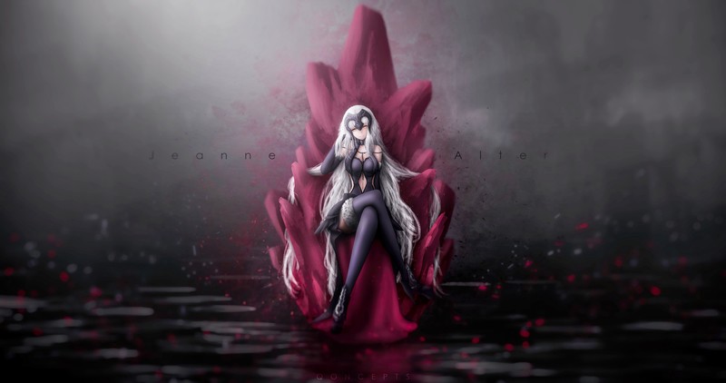 Fate Series, Jeanne dArc, Jeanne dArc alter, throne, long hair