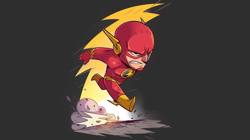 The Flash, DC Comics, chibi, minimalism, hero, superhero, Flash, Derek Laufman