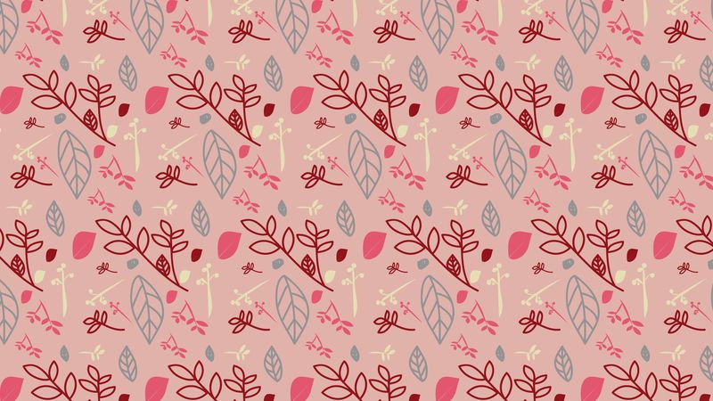 pattern, branches, leaves, pink, 4k