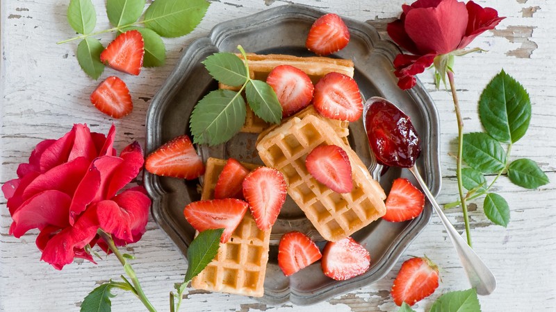 waffle, food, breakfast