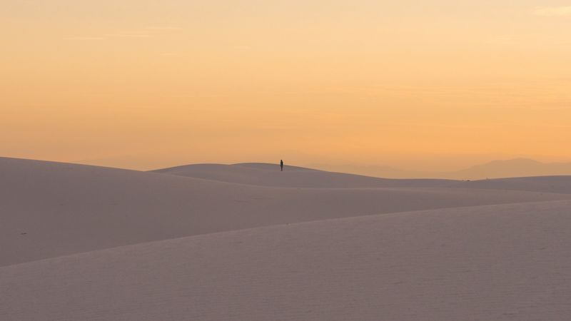 desert, dunes, sand, silhouette, loneliness, horizon, 4k