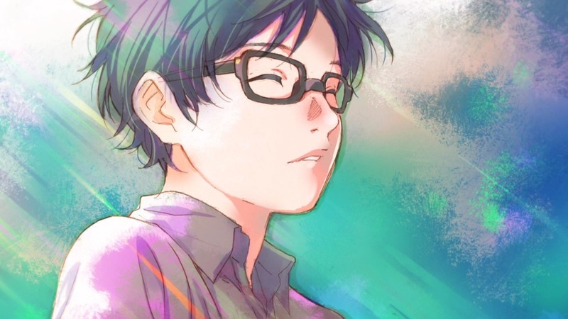 Shigatsu wa Kimi no Uso, Arima Kousei, anime boys, closed eyes, glasses, anime