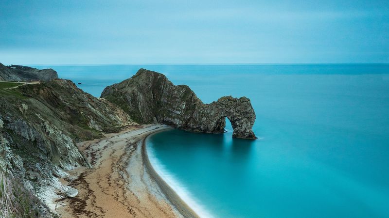 coast, beach, rock, sea, sand, 4k
