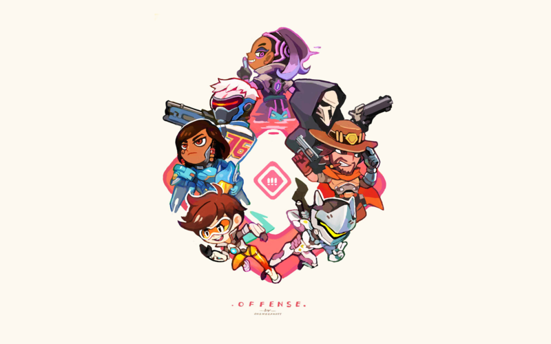 Overwatch, video games, Sombra (Overwatch), Soldier  76 (Overwatch), Pharah (Overwatch), Tracer (Overwatch), Genji (Overwatch), McCree (Overwatch), Reaper (Overwatch), onemegawatt