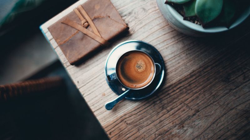 coffee, foam, cup, saucer, spoon, drink, 4k