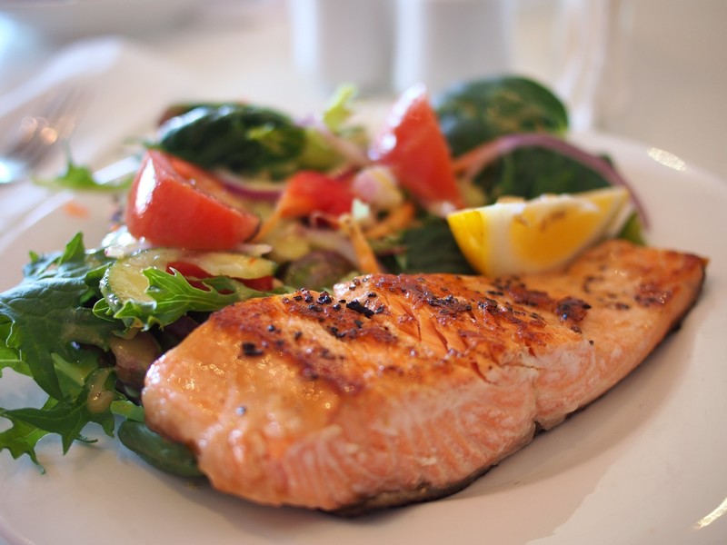 fish, food, salad