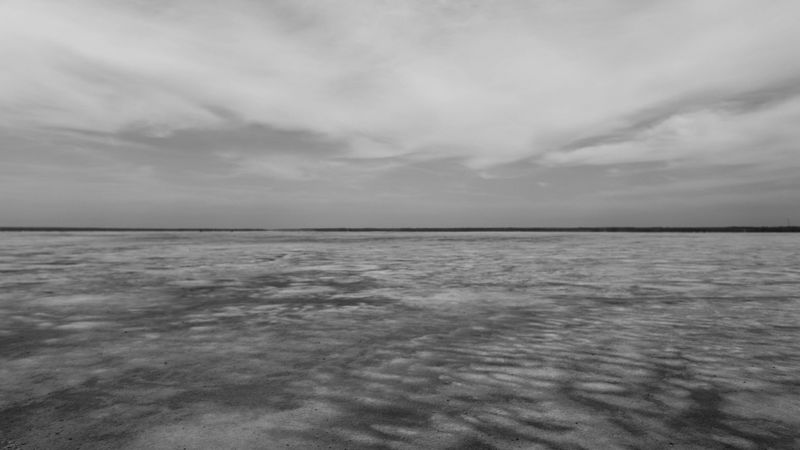 plain, sky, bw, horizon, view, distance, 4k
