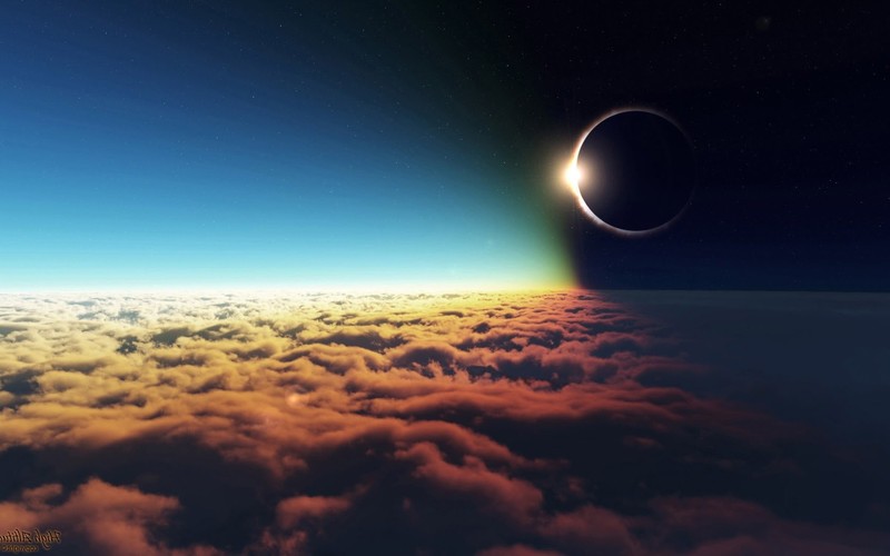 space, planet, clouds