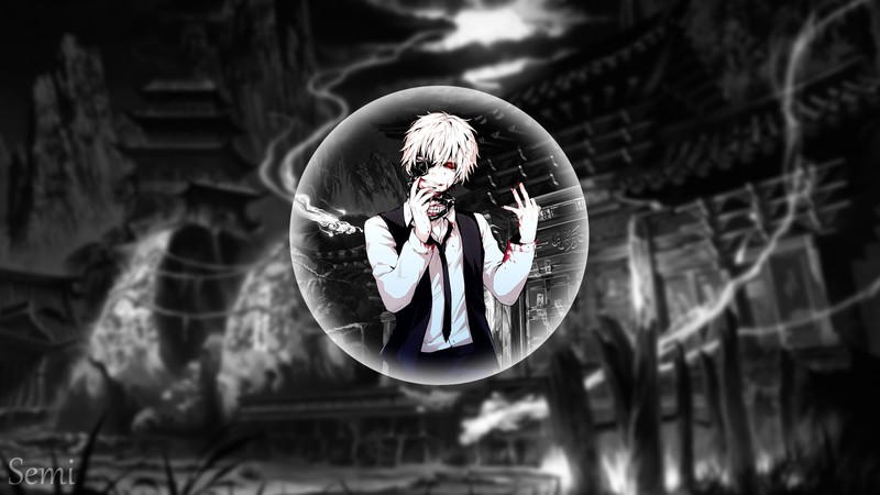 anime, Kaneki Ken, Tokyo Ghoul, black, Tokyo, Japan