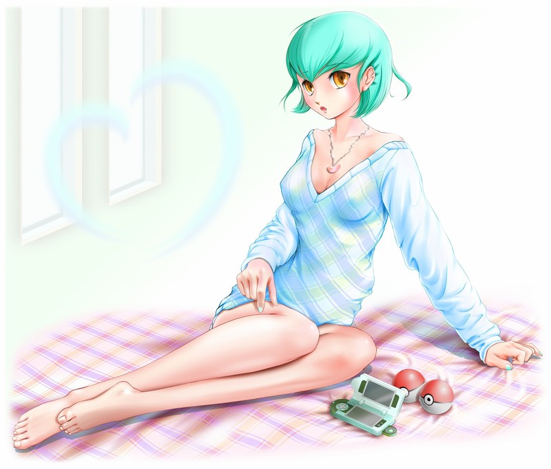 Gardevoir, Pokémon, cleavage, Pokéballs, green hair, yellow eyes