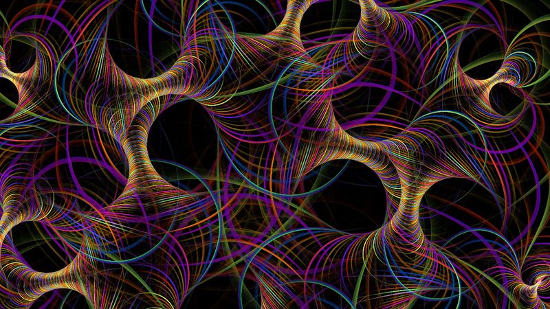 fractal, thread, interweaving, tangled, multicolored, abstraction, 4k