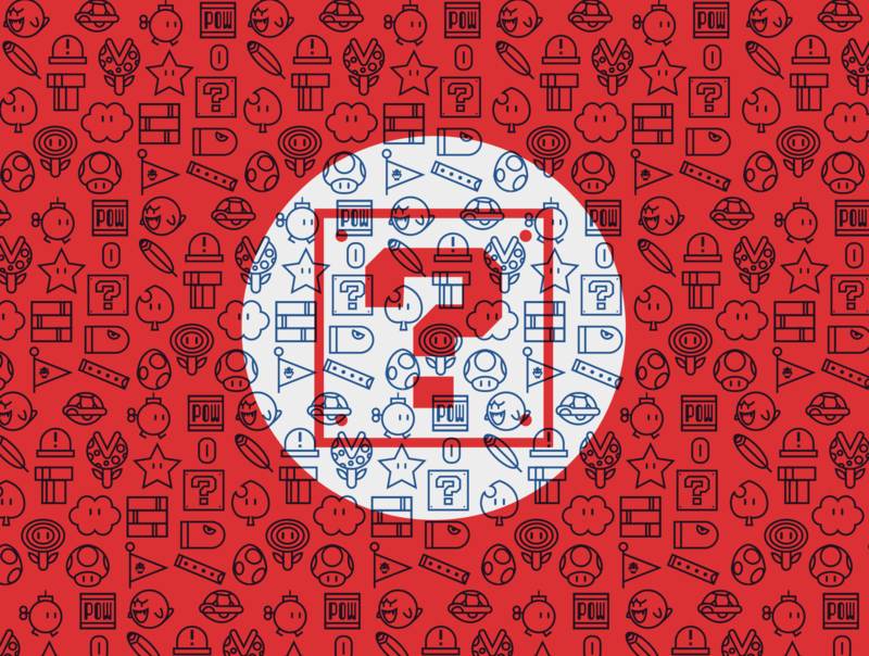 Nintendo, Super Mario, video games, pattern, white