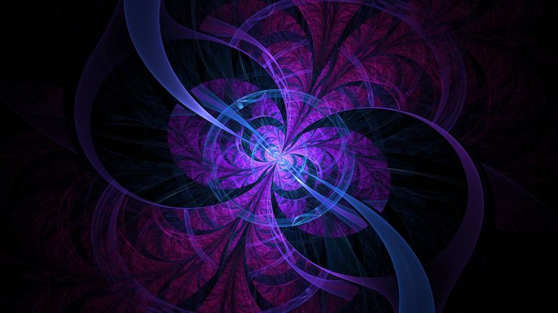 fractal, lines, circles, scattering, purple, dark, 4k