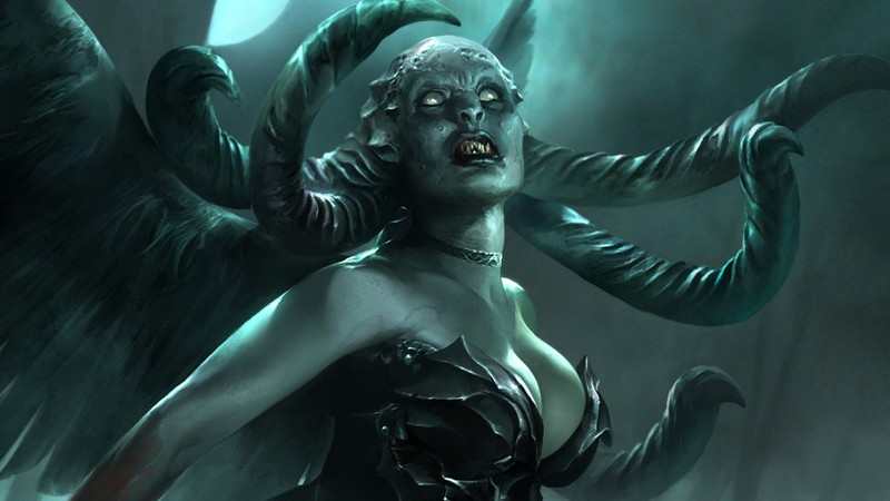 artwork, Magic: The Gathering, cleavage, demon, big boobs, dark fantasy, creature