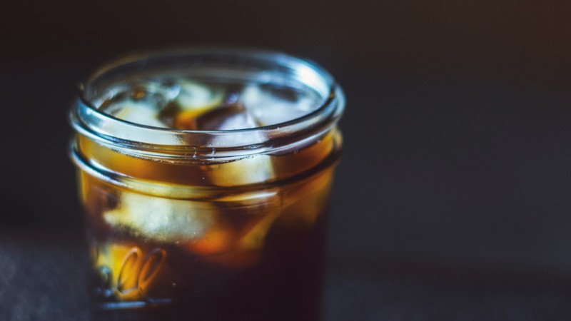 drink, ice cubes, tea, jars, macro