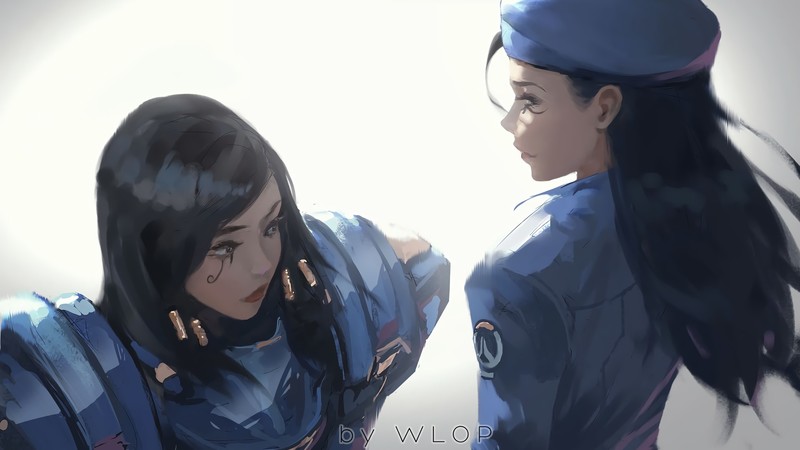 video games, Ana (Overwatch), Pharah (Overwatch), Overwatch, WLOP