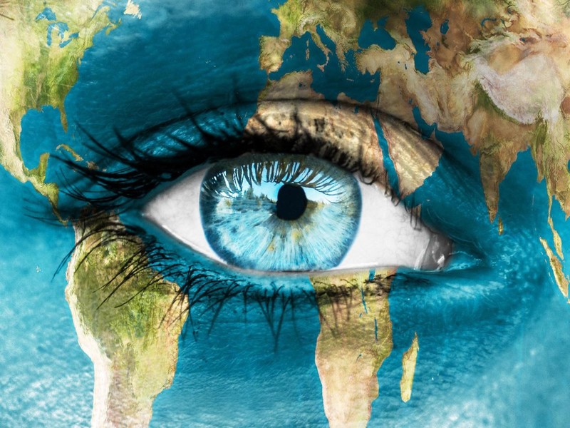 digital art, eyes, globe