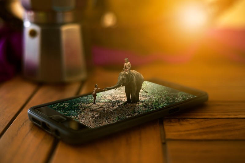 smartphone, technology, digital art, 500px, men, elephant