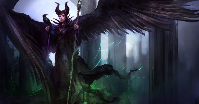 cartoon, Walt Disney, Sleeping Beauty, Maleficent, Black wings