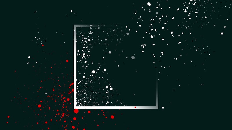 abstract, minimalism, square, paint splatter, simple background, dots, digital art, black, white, red