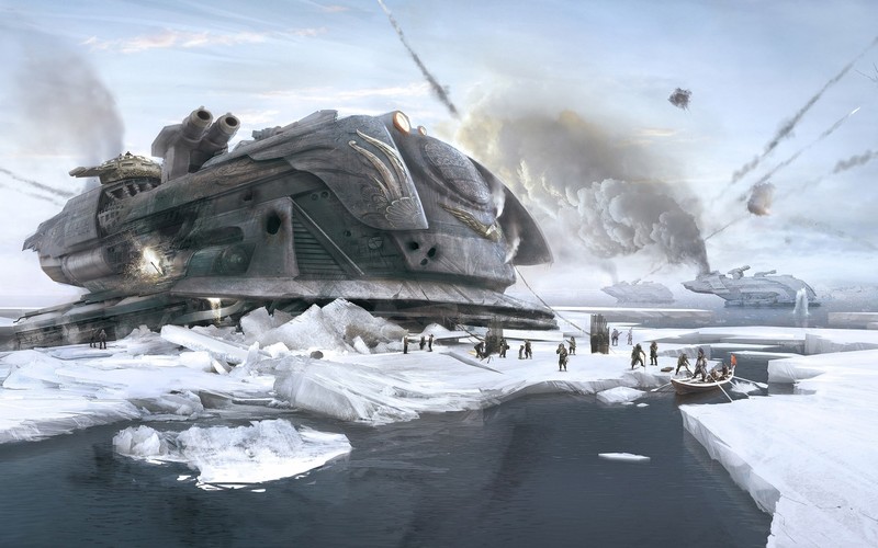ice, landscape, boat, war, Arctic