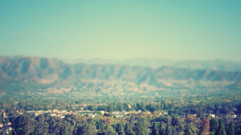 landscape, mountains, sky, trees, blue