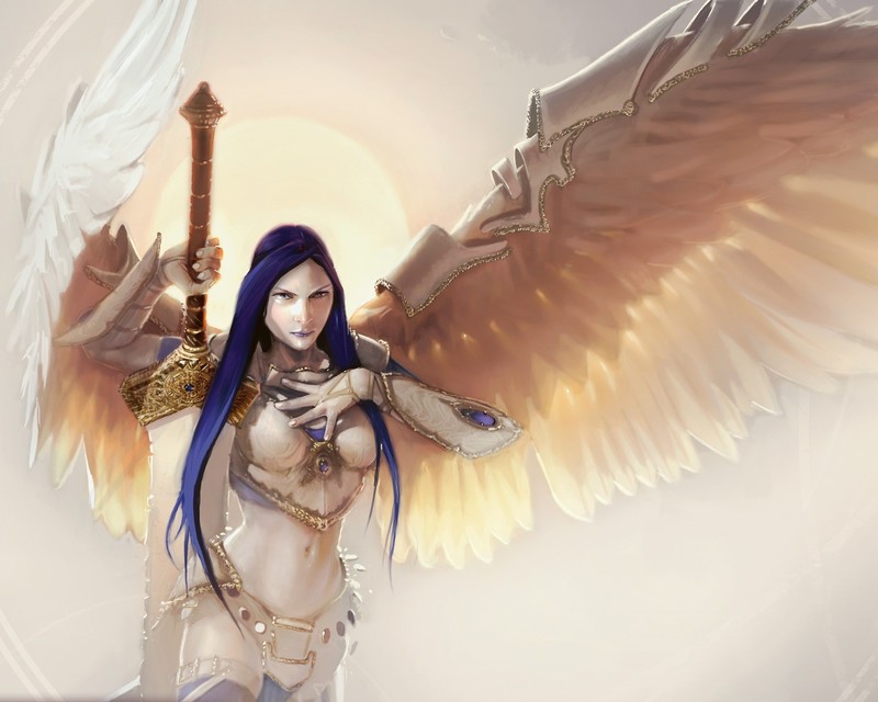 Magic: The Gathering, angel, sword, wings, Akroma, Angel of Wrath