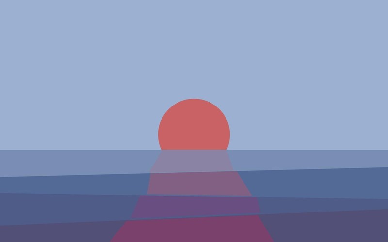 simple background, sunset, minimalism, Sun, water, nature, abstract