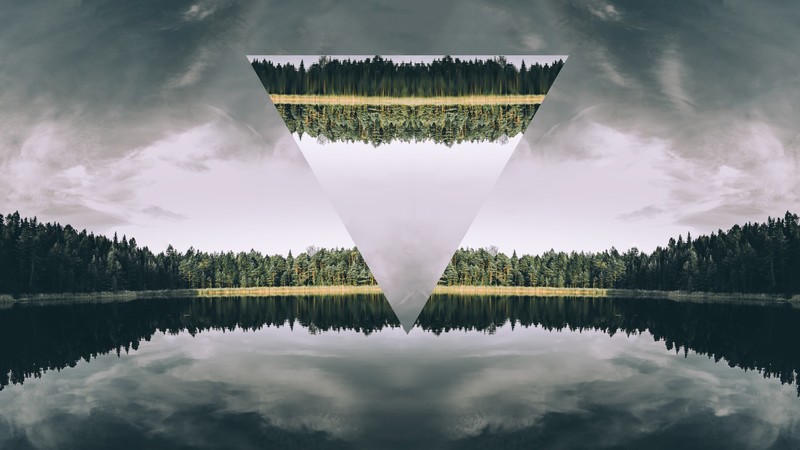 lake, forest, triangle