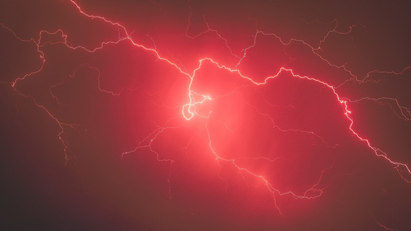 red, lightning, sky, storm