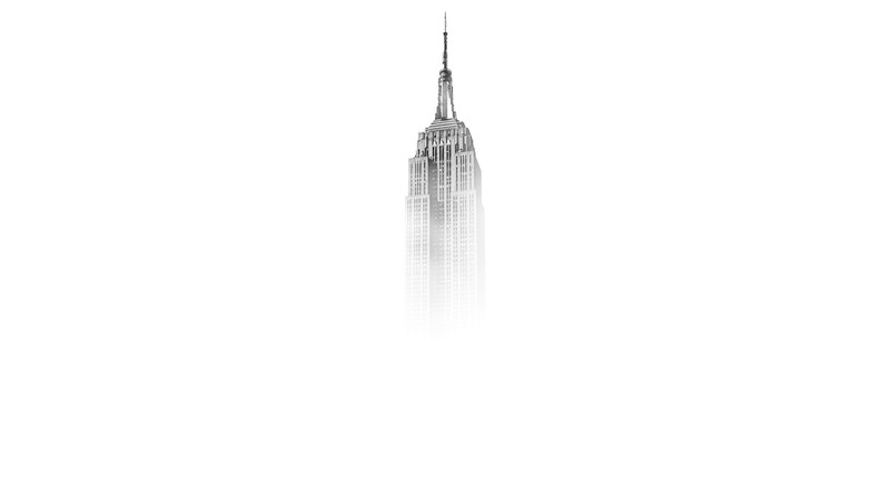 Empire State Building, New York City, white background, gradient, architecture, skyscraper, monochrome, mist
