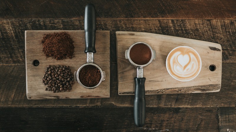 coffee, coffee beans, latte, wooden surface, wood, texture