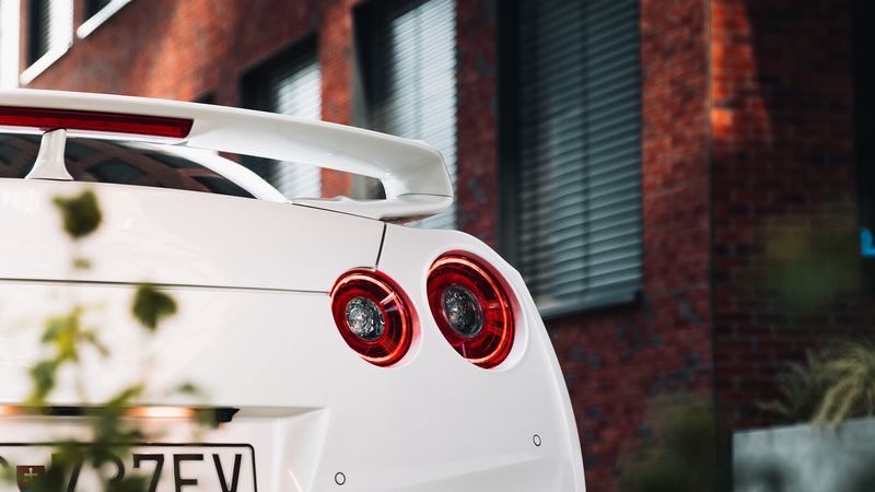 car, sportscar, spoiler, rear view, headlight, 4k