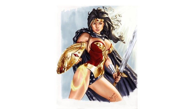 Wonder Woman, DC Comics, illustration, simple background