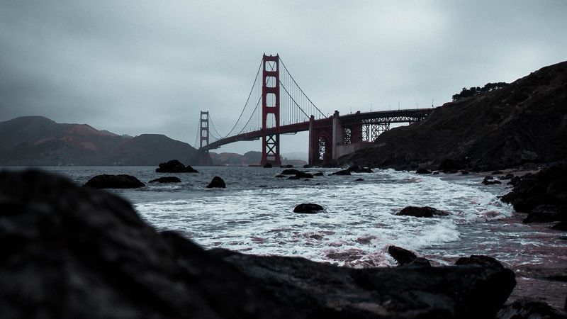 stones, bridge, sea, coast, promontory, 4k