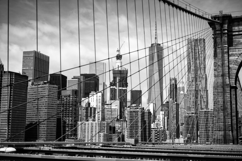 cityscape, Brooklyn Bridge, monochrome, USA, New York City