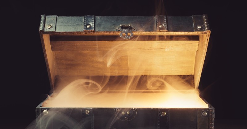 treasure, lights, smoke