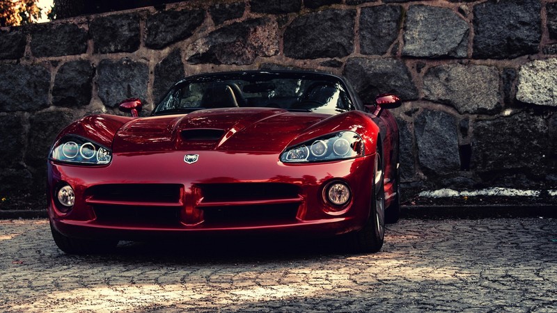 Dodge, car, red cars, red, wall, Dodge Viper, gloss