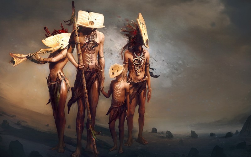 artwork, mask, From Dust, fantasy art