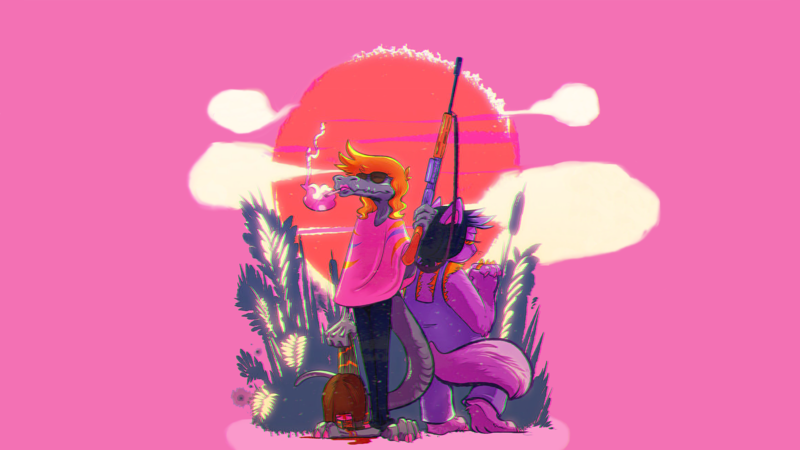 Undertale, cat girl, smoking, Chara, reptiles, FN FAL