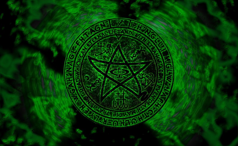 necronomicon, green, artwork
