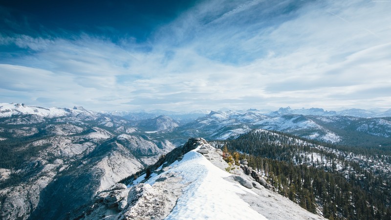 nature, mountains, snowy peak, clouds, landscape